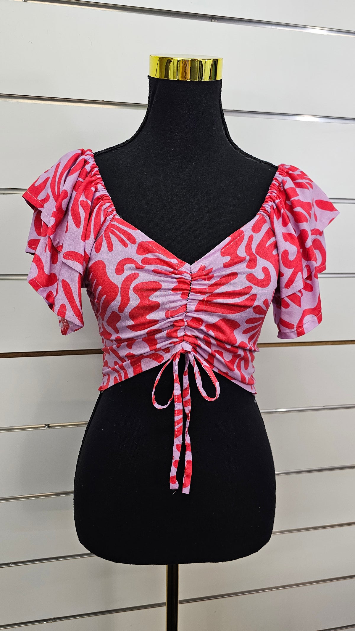 Light Purple/Red Pattern top - S/M