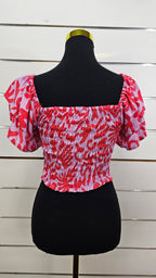 Light Purple/Red Pattern top - S/M