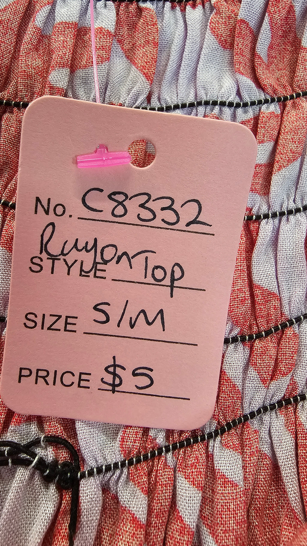 Light Purple/Red Pattern top - S/M