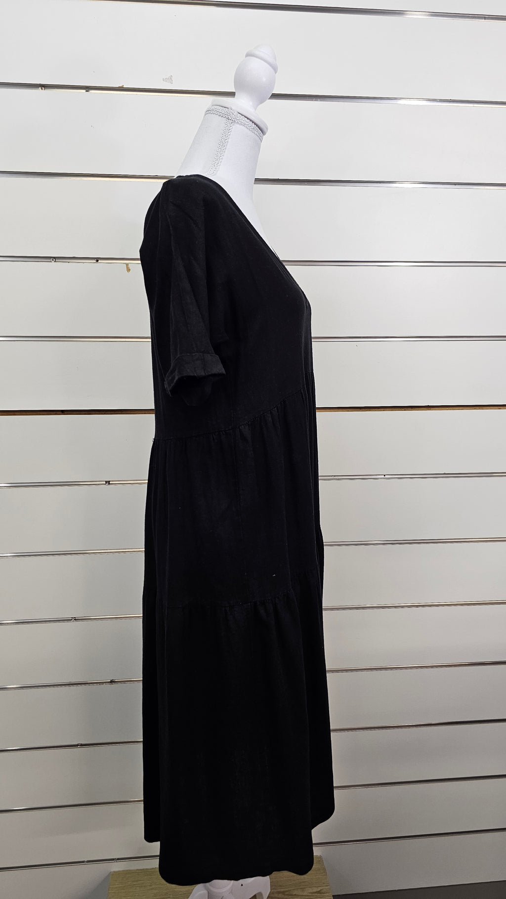 Black Glassons Linen Dress - 8