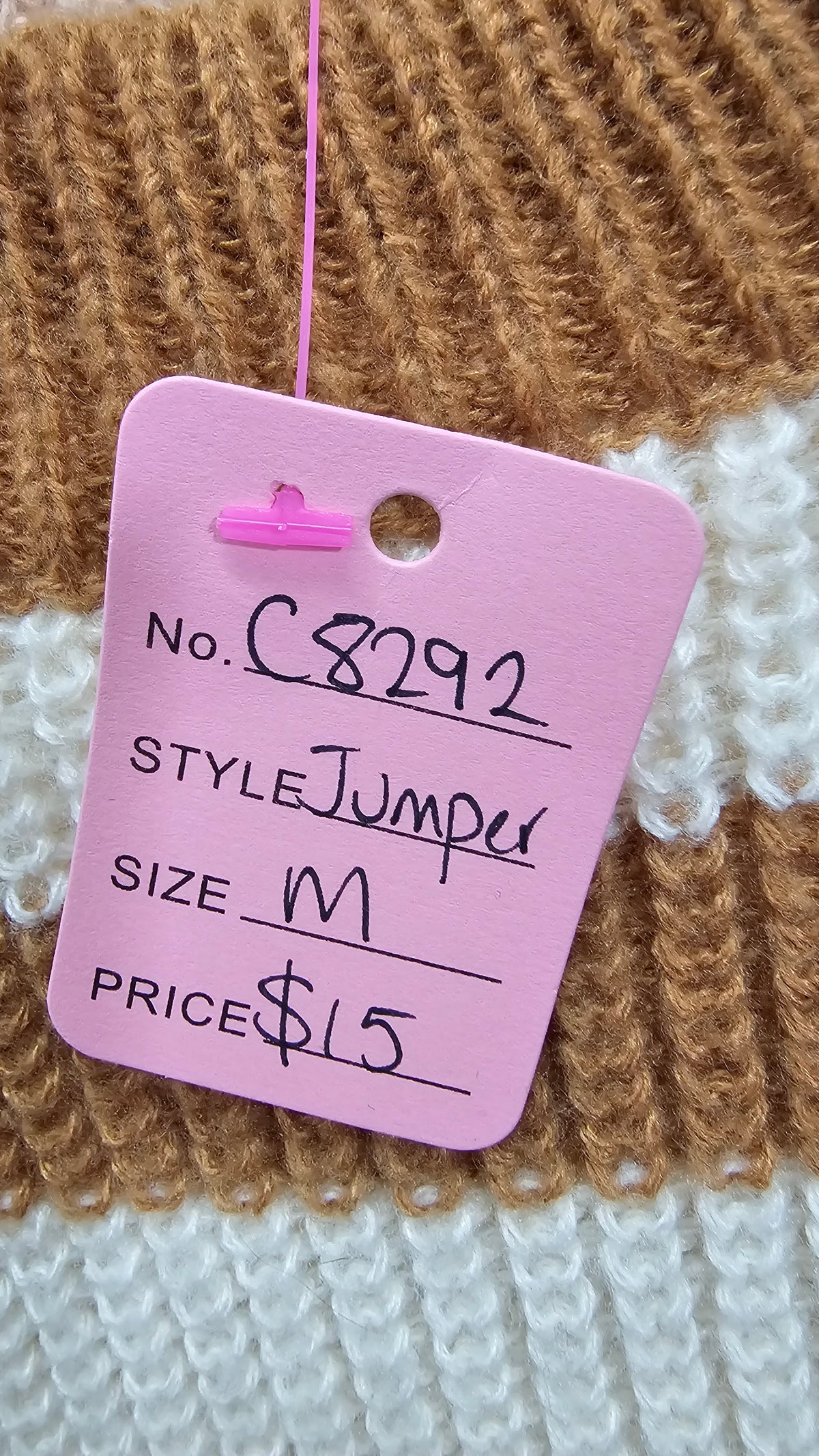 Beige/Green Knitted Jumper -M