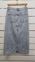 Zest Stone-Wash Denim Maxi Skirt with Front Split and Back Pockets - 14