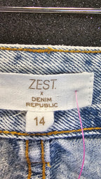 Zest Stone-Wash Denim Maxi Skirt with Front Split and Back Pockets - 14