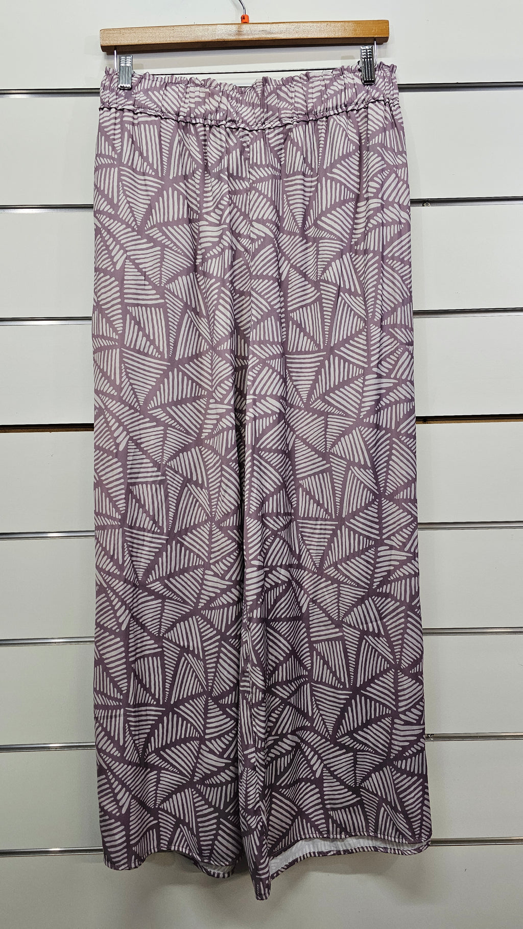 Stella & Gemma Grape/White Wide-Leg Pants with Elastic Waistband - 14