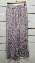 Stella & Gemma Grape/White Wide-Leg Pants with Elastic Waistband - 14
