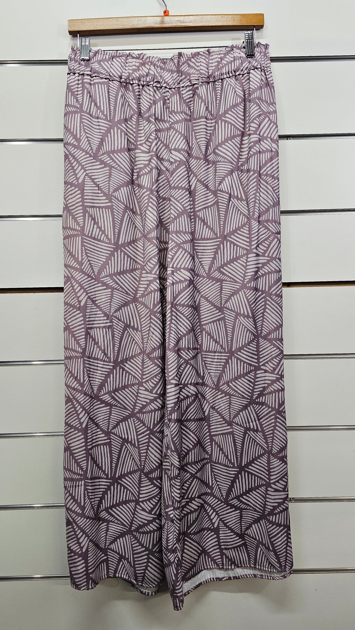 Stella & Gemma Grape/White Wide-Leg Pants with Elastic Waistband - 14