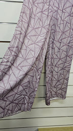 Stella & Gemma Grape/White Wide-Leg Pants with Elastic Waistband - 14