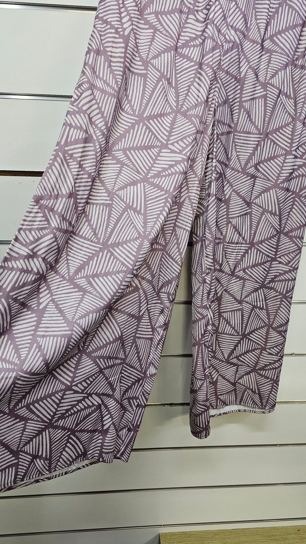 Stella & Gemma Grape/White Wide-Leg Pants with Elastic Waistband - 14