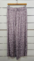 Stella & Gemma Grape/White Wide-Leg Pants with Elastic Waistband - 14