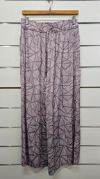 Stella & Gemma Grape/White Wide-Leg Pants with Elastic Waistband - 14