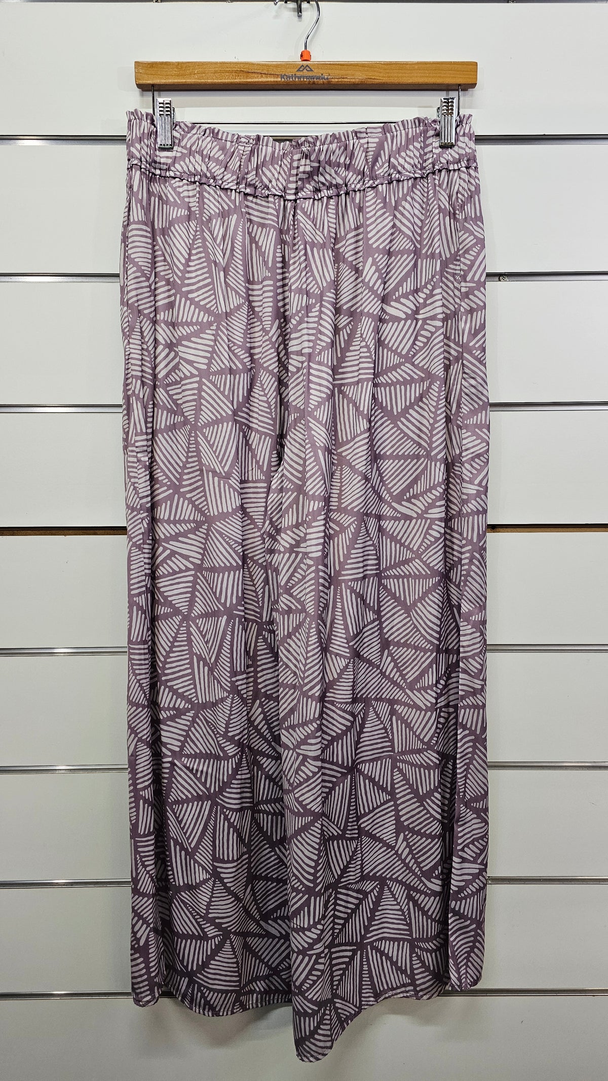 Stella & Gemma Grape/White Wide-Leg Pants with Elastic Waistband - 14