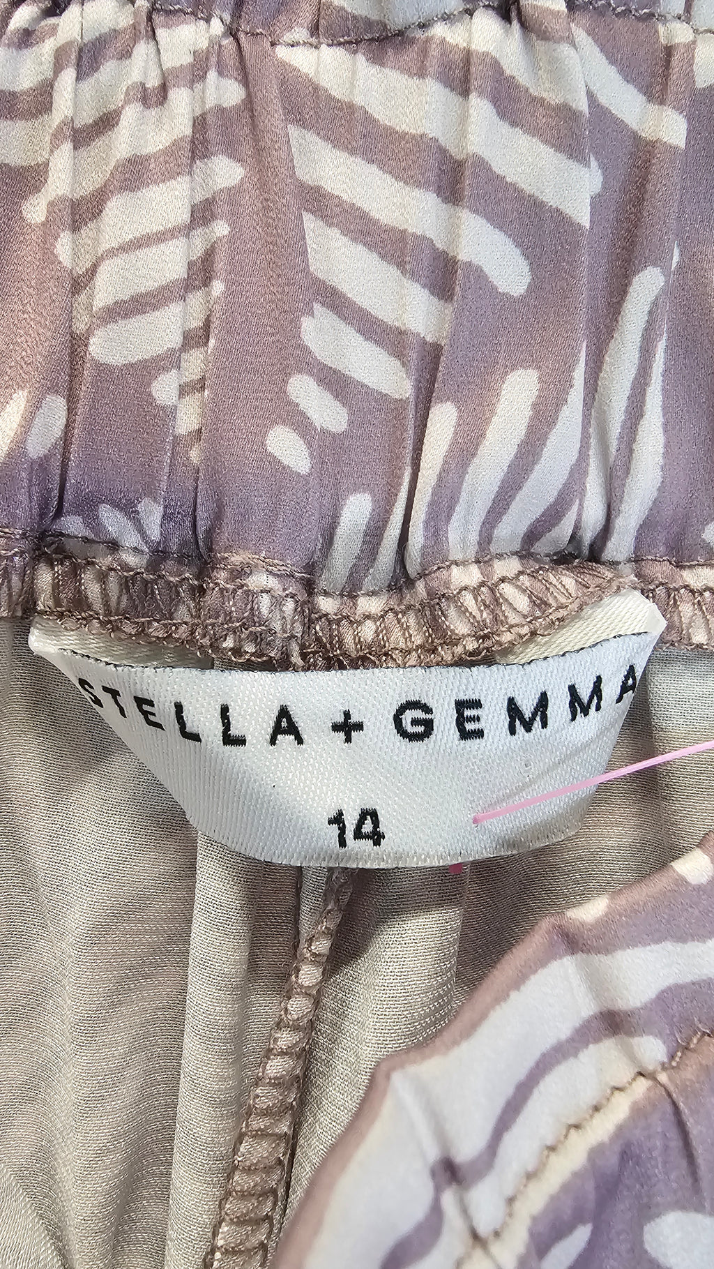 Stella & Gemma Grape/White Wide-Leg Pants with Elastic Waistband - 14