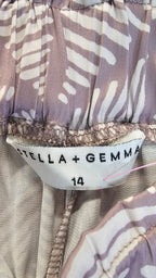 Stella & Gemma Grape/White Wide-Leg Pants with Elastic Waistband - 14