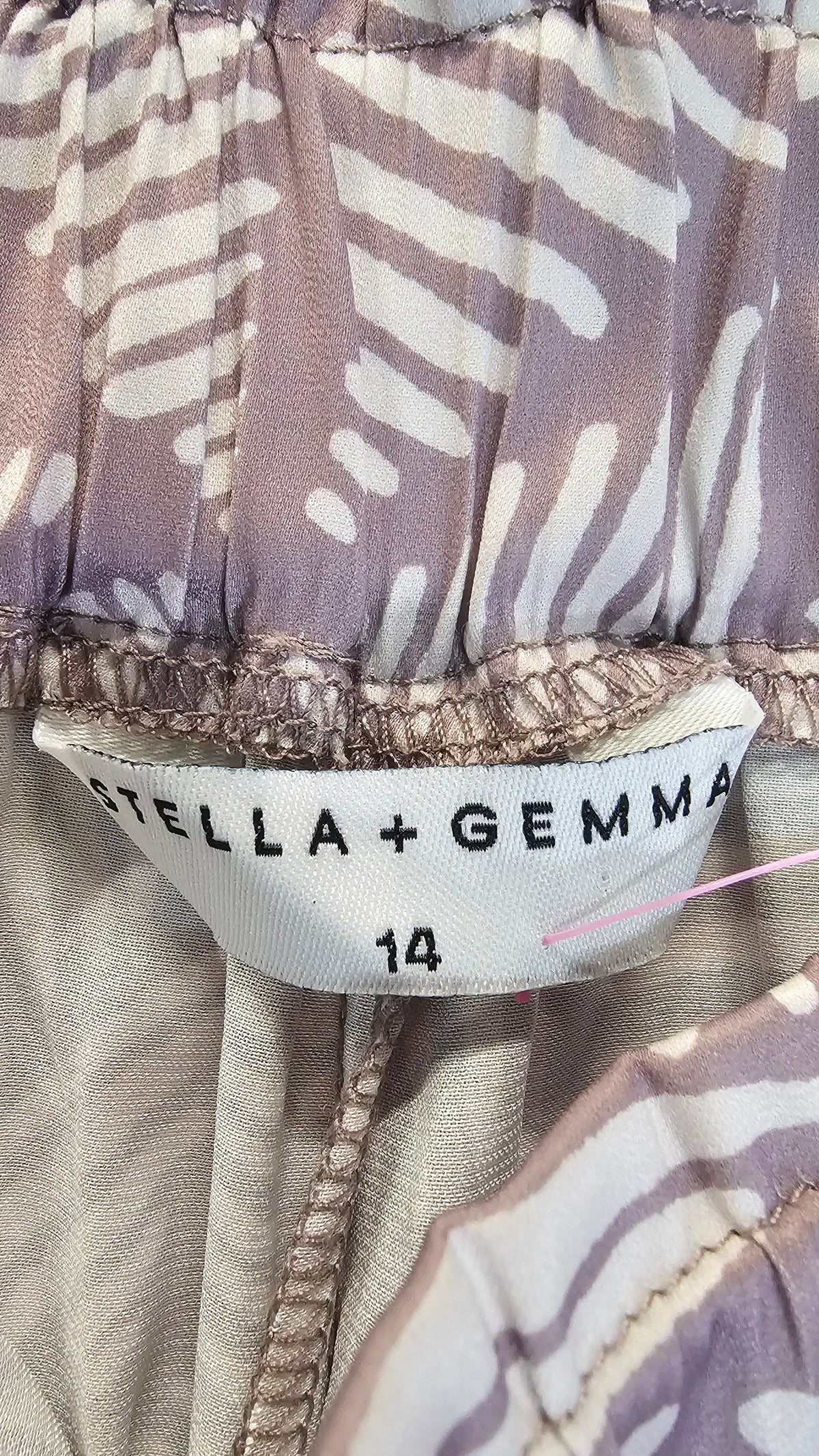 Stella & Gemma Grape/White Wide-Leg Pants with Elastic Waistband - 14