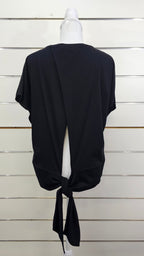 Country Road Black Open-Back T-Shirt with Tie Detail - M