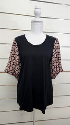 Shine On Black Polka-Dot Balloon-Sleeve Top - 14
