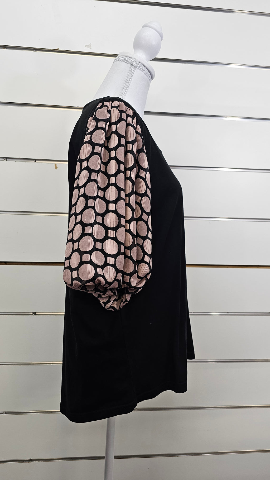 Shine On Black Polka-Dot Balloon-Sleeve Top - 14
