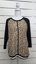 Seduce Black Floral-Panel T-Shirt with Ribbed Hem - 12