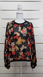 By Rosa Black Autumn-Floral Balloon-Sleeve Blouse - 14