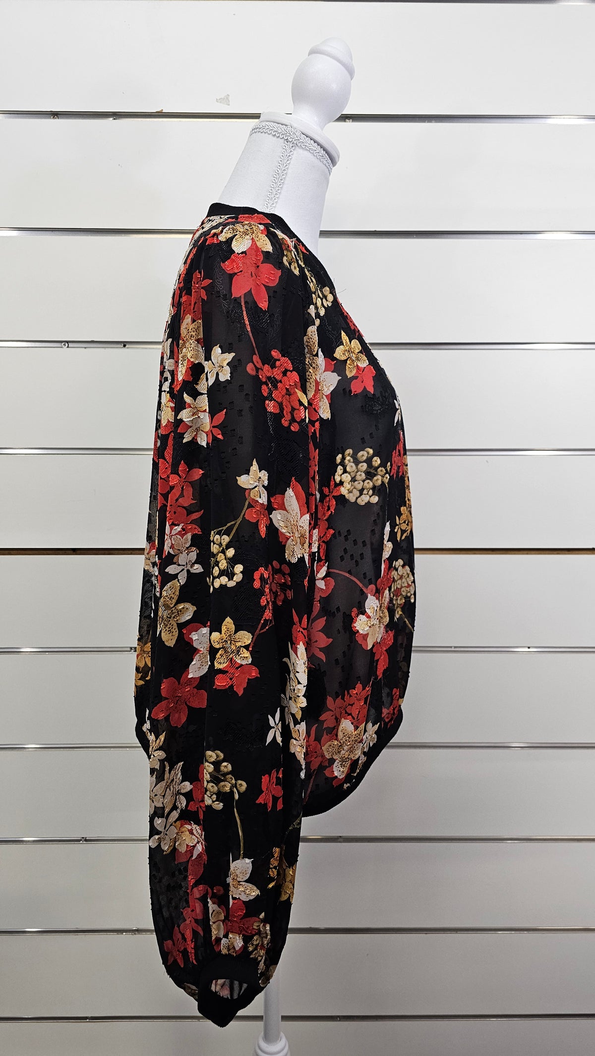 By Rosa Black Autumn-Floral Balloon-Sleeve Blouse - 14