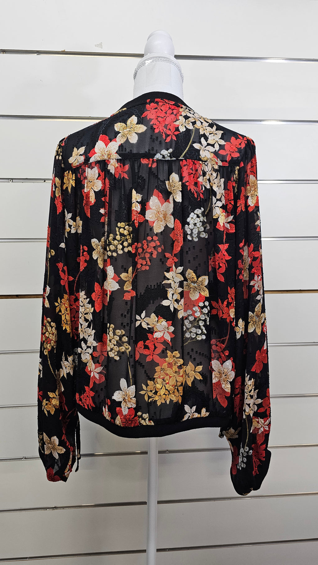 By Rosa Black Autumn-Floral Balloon-Sleeve Blouse - 14