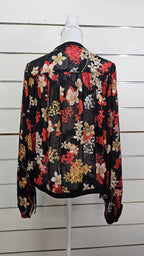 By Rosa Black Autumn-Floral Balloon-Sleeve Blouse - 14