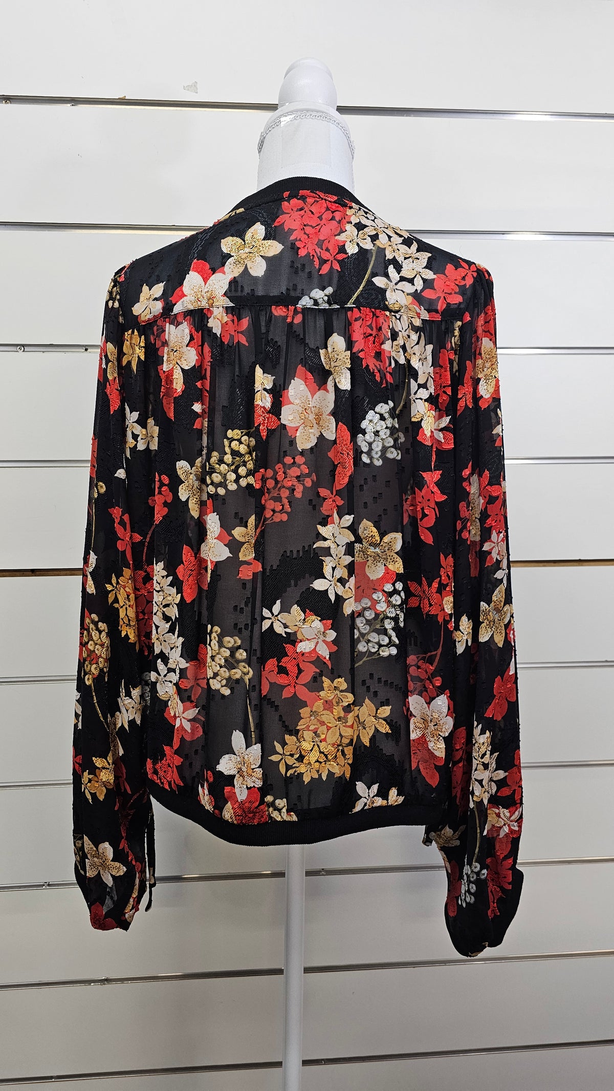 By Rosa Black Autumn-Floral Balloon-Sleeve Blouse - 14