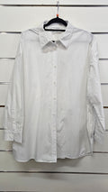 Betty Basics White Button-Front Long-Sleeve Shirt - 14
