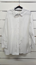 Betty Basics White Button-Front Long-Sleeve Shirt - 14