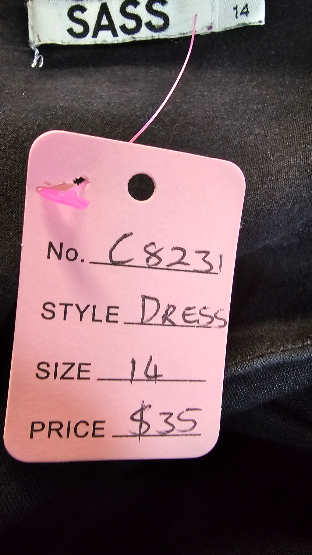 Sass Black V-Neck Midi Dress with Three-Quarter Sleeves - 14