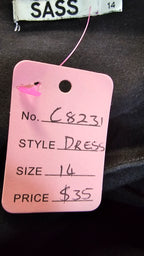 Sass Black V-Neck Midi Dress with Three-Quarter Sleeves - 14