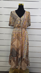 Dotti Yellow Floral Puff-Sleeve Maxi Dress - 10