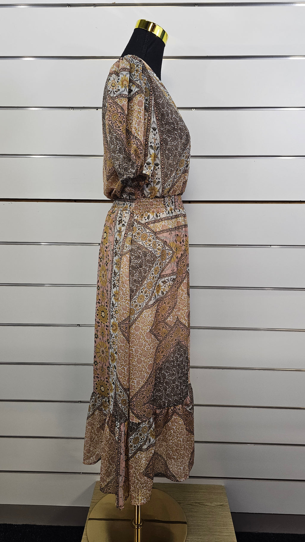 Dotti Yellow Floral Puff-Sleeve Maxi Dress - 10