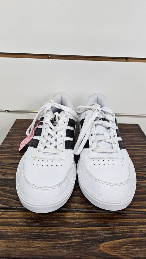 Adidas Black/White Striped Sneakers - 7