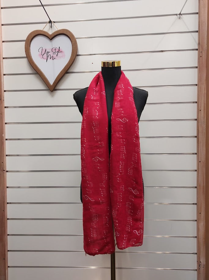 Red Scarf with Music Notes image 2