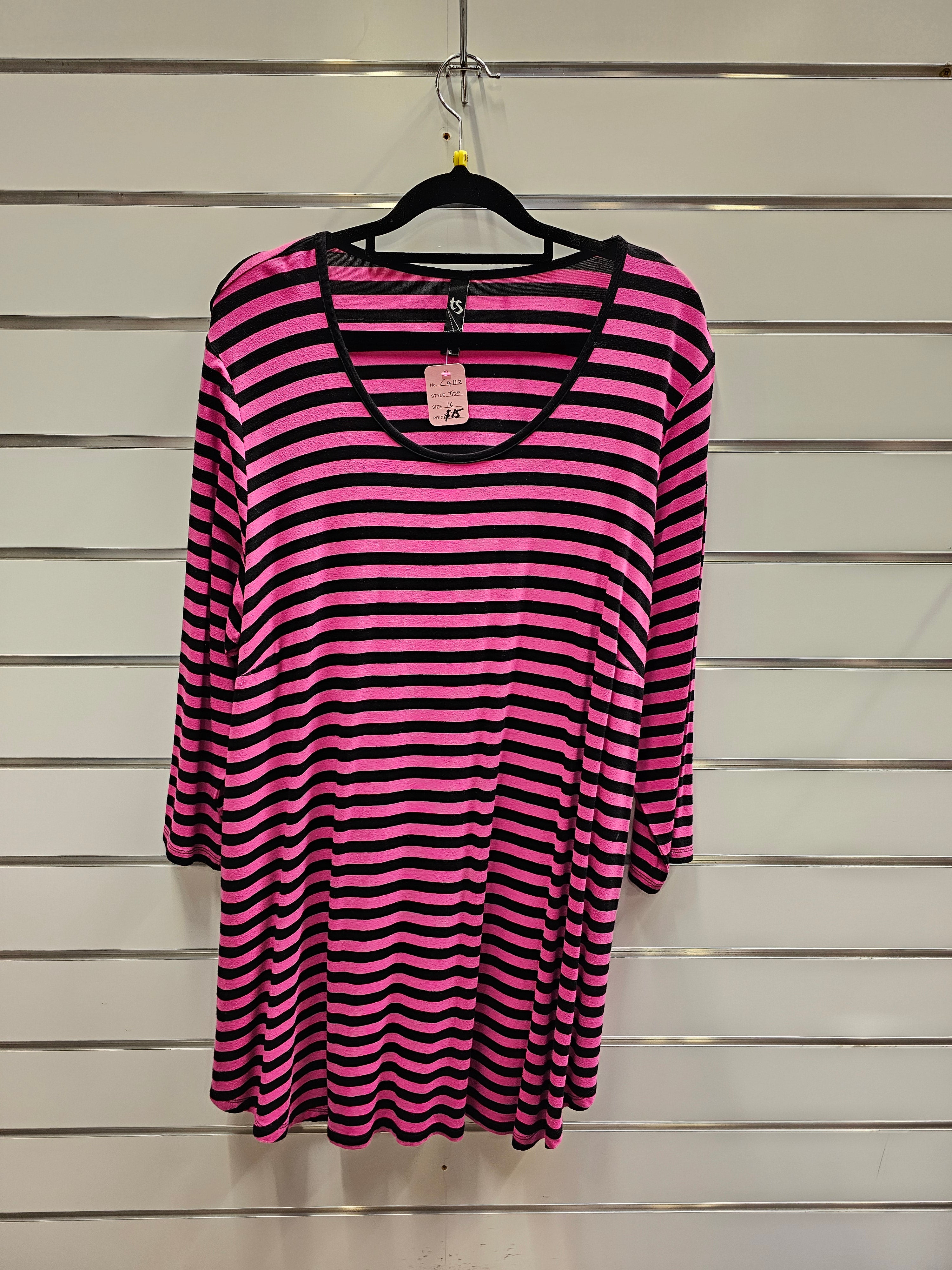 Taking Shape Pink/Black Stripe Top - 16 image 0