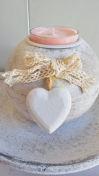 Shabby Chic Candle Holder with Pink Candle image 1