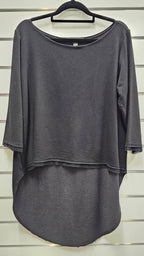 Lounge 3/4 Sleeve Black Top Cotton And Viscose Blend - 12 image 0