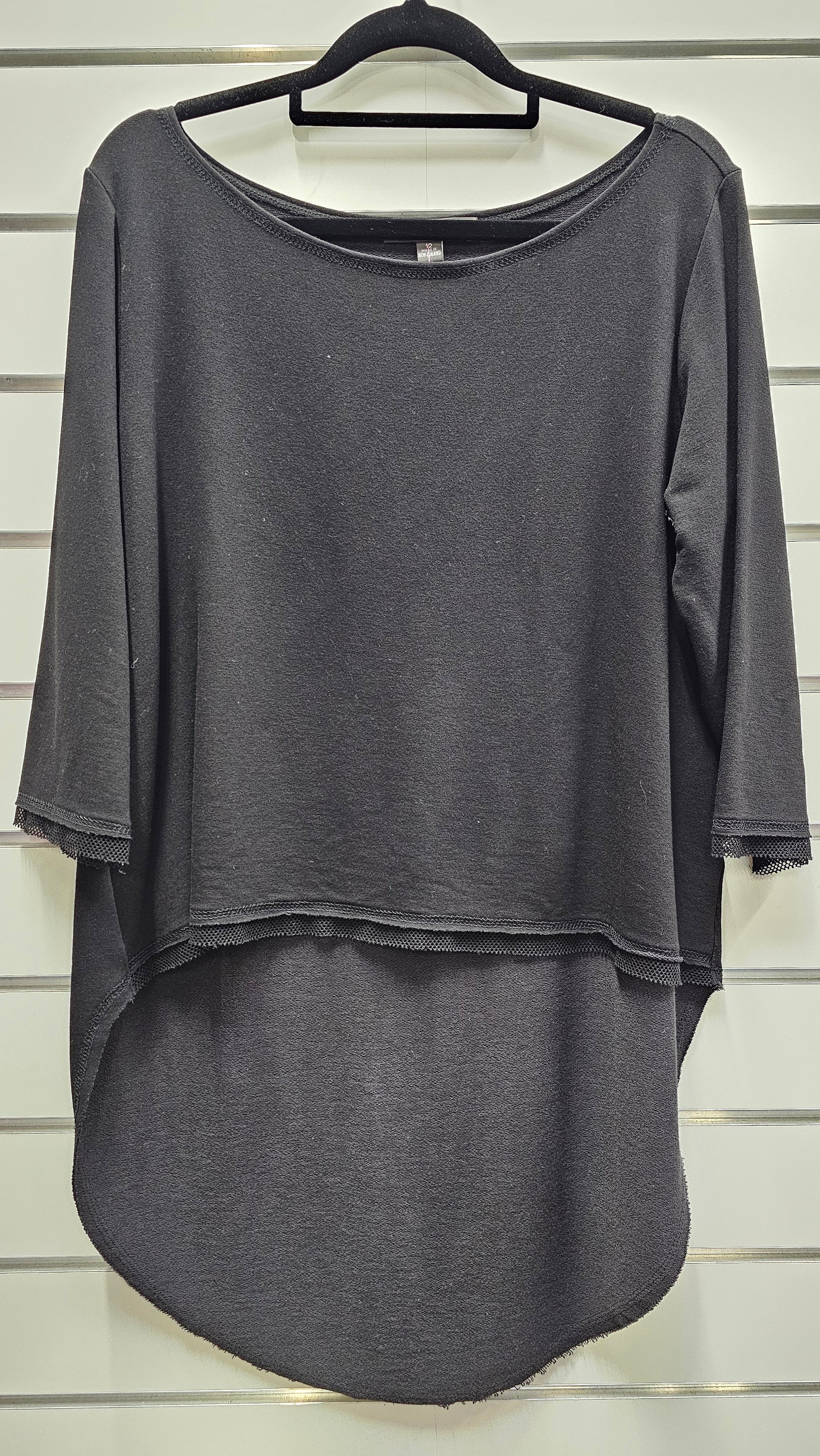 Lounge 3/4 Sleeve Black Top Cotton And Viscose Blend - 12 image 0