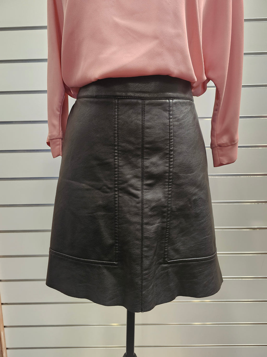 Warehouse Black Pleather Skirt - 14 image 0
