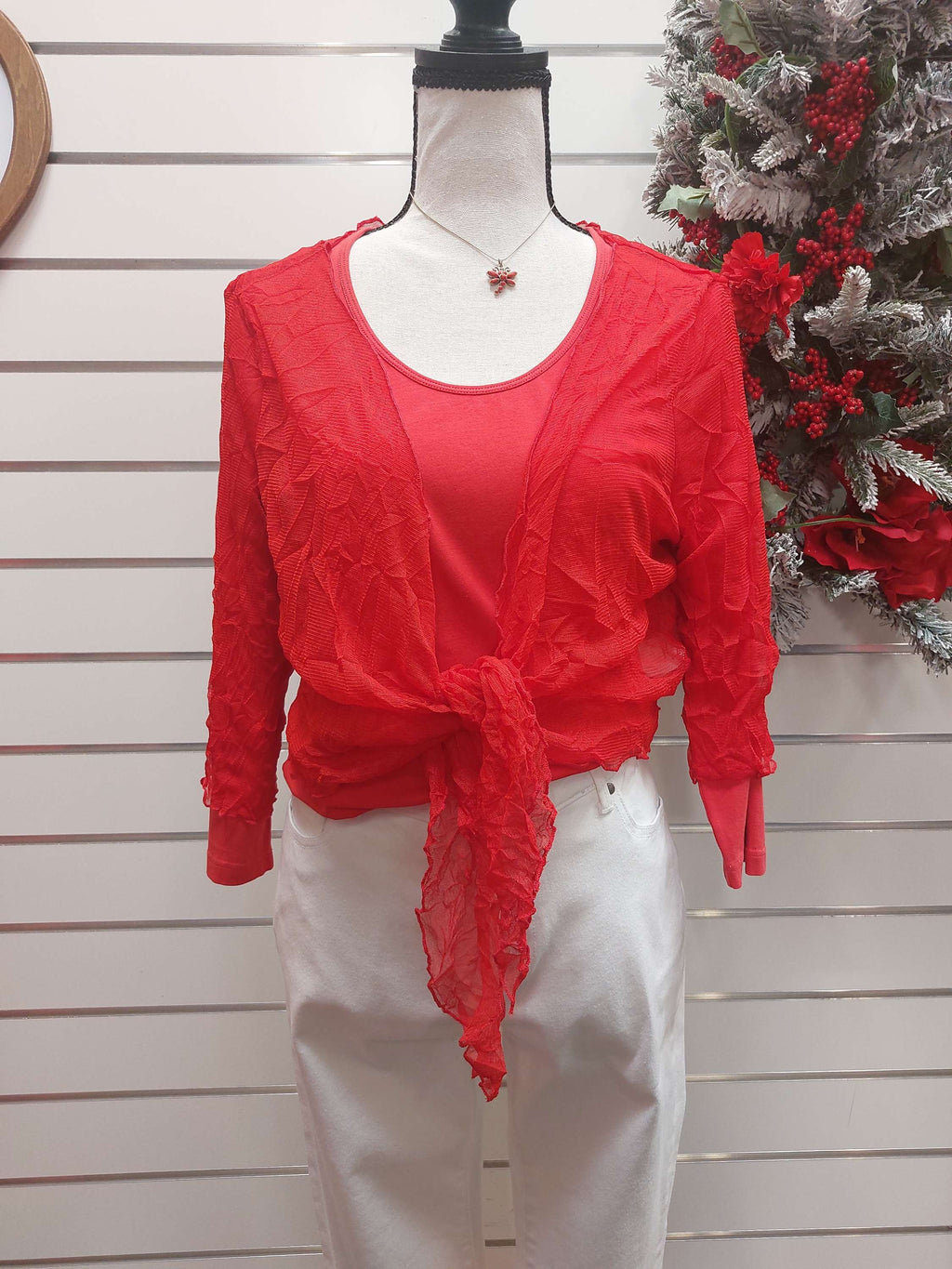 Sheer Red Cardigan - 14 image 0