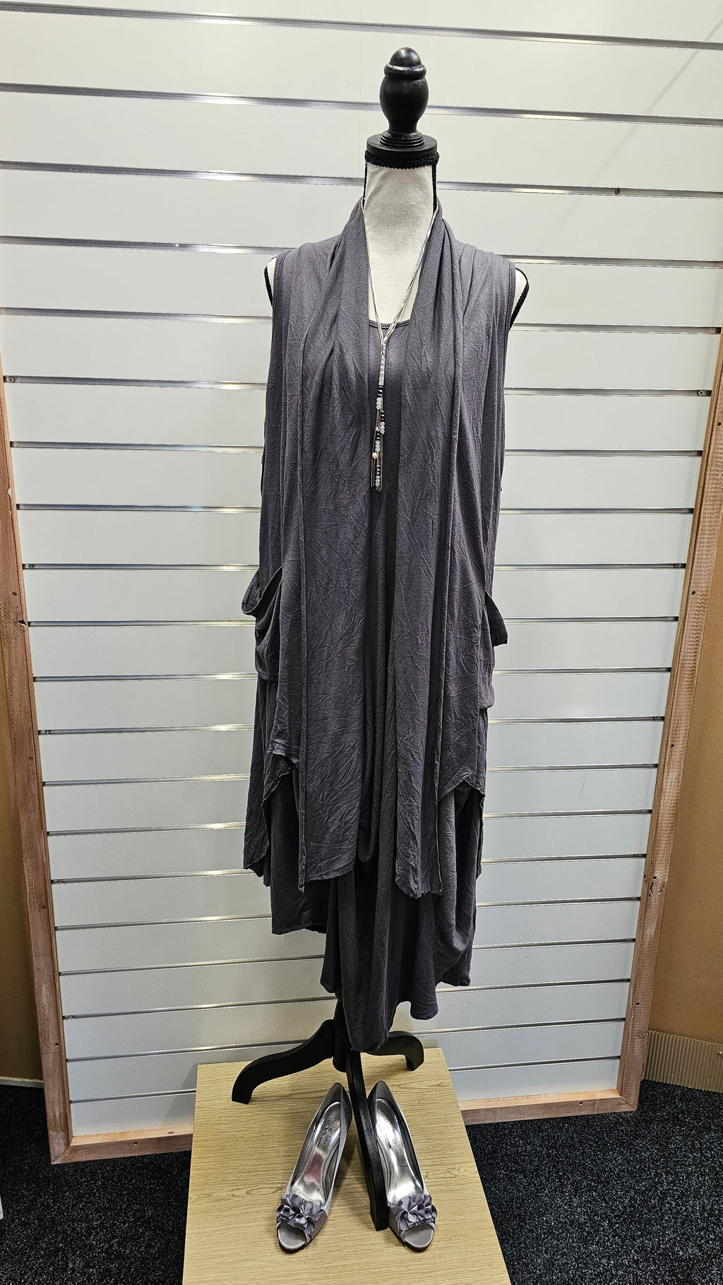 Cotton Village Grey 100% Cotton Layered Dress - M/L image 1