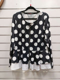 Long Sleeve Peplum Polka Dot Top - L image 0
