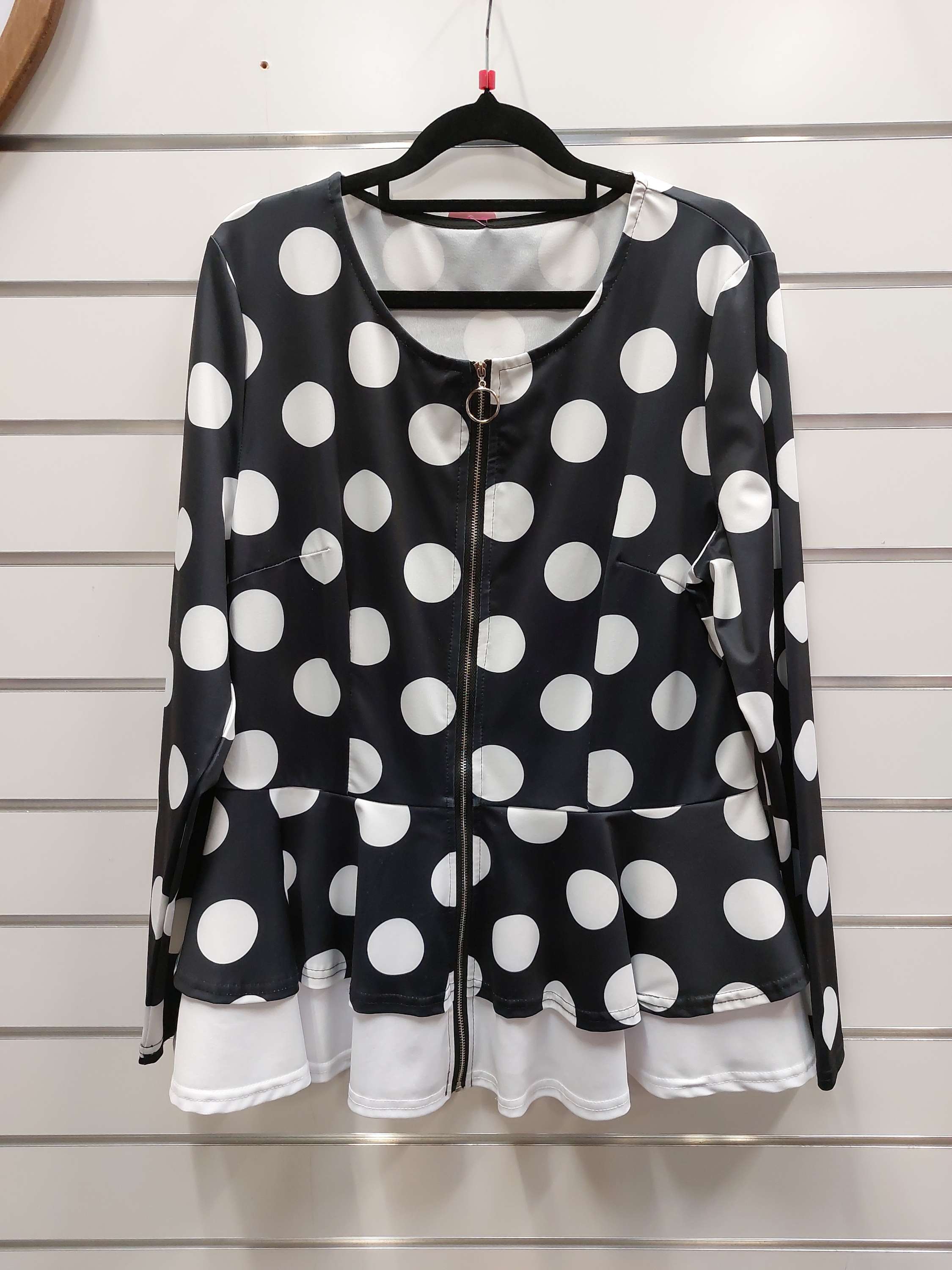 Long Sleeve Peplum Polka Dot Top - L image 0