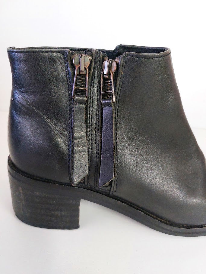 Topshop Black Pleather Ankle Boots - 37 image 3