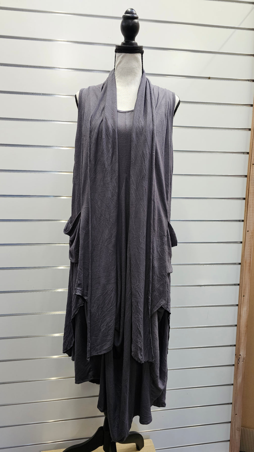 Cotton Village Grey 100% Cotton Layered Dress - M/L image 0