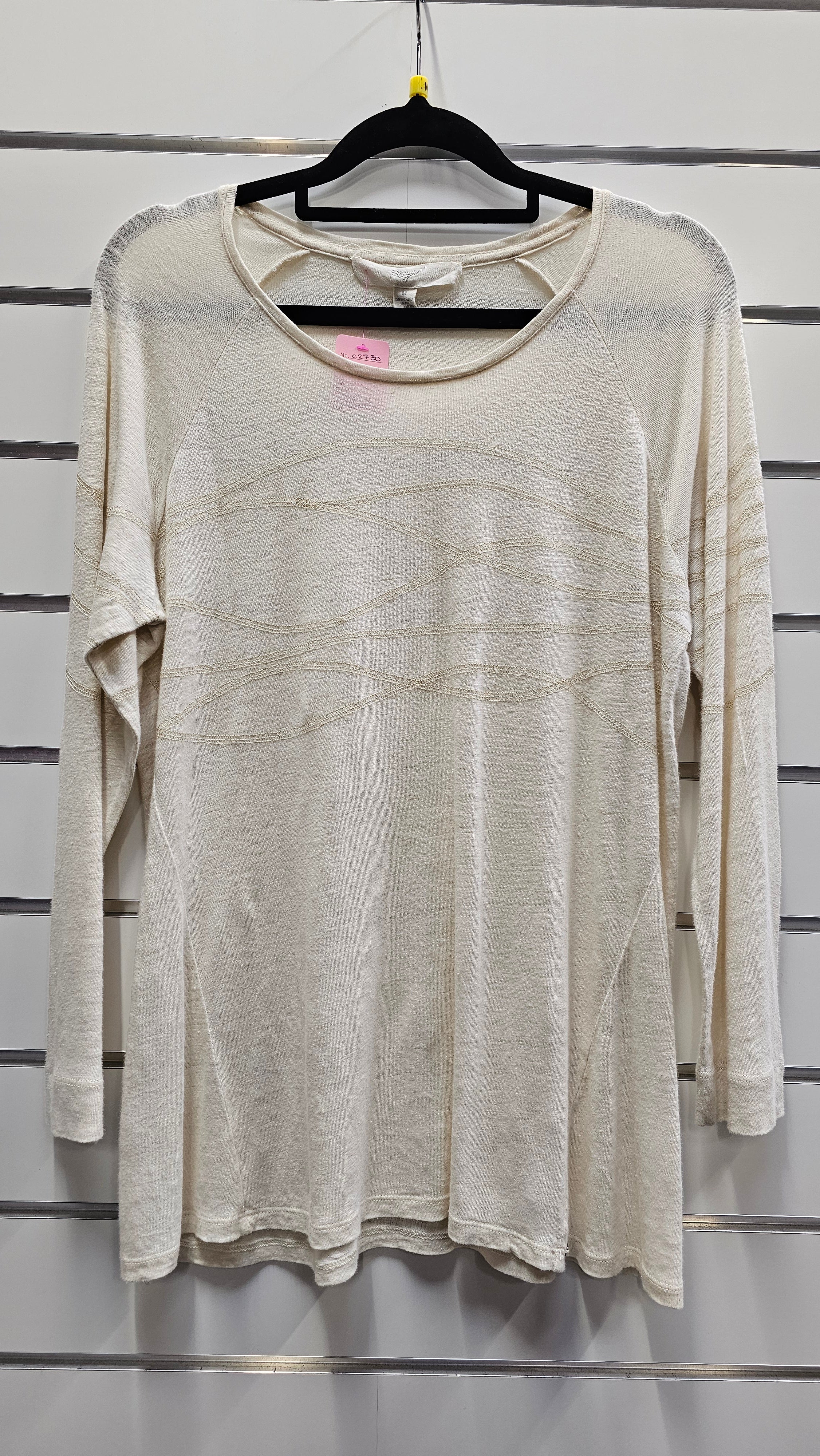 Verge Knitted Cream Long Sleeve Top - M image 0