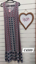 Navy/Red/White Maxi Dress - M