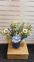 Blue Hydrangea Spring Arrangement in Blue Vase image 0