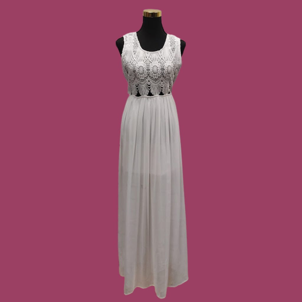 White Dress with Lace Bodice - 12 image 1
